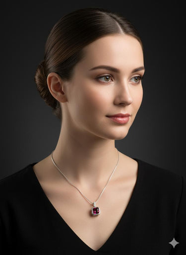 925 Silver Red Stone Chain